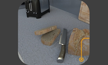 Niet direct op het werkblad snijden, maar een snijplank gebruiken. 